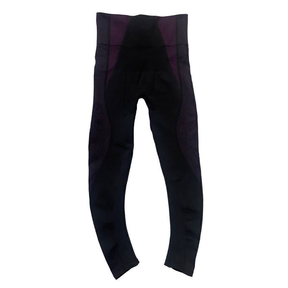 Spanx look at me purple black seamless leggings medium